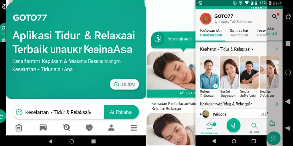 Antarmuka GOTO77 dengan fitur Tidur & Relaksasi yang menarik.
