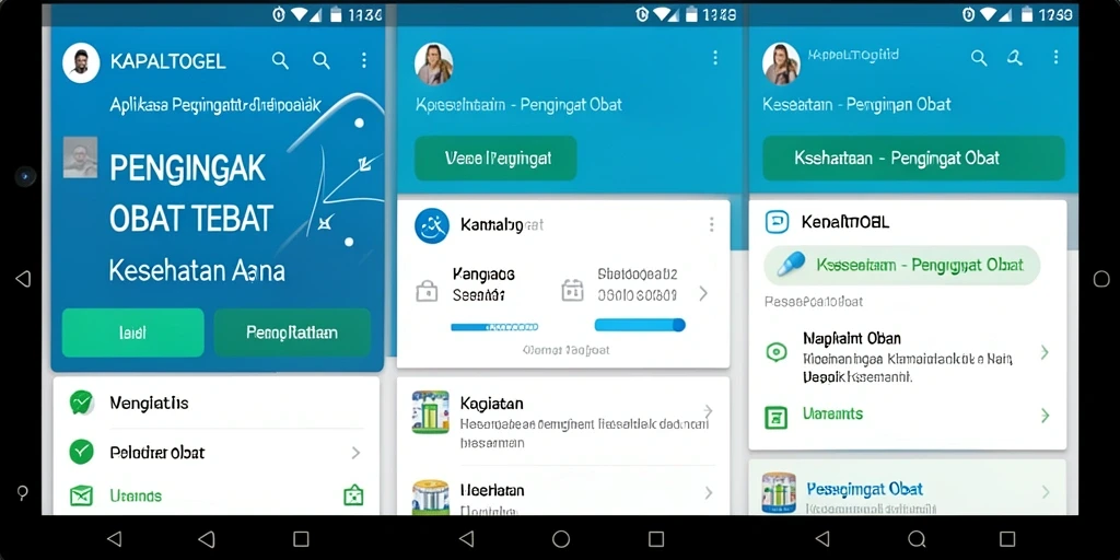 Antarmuka utama KAPALTOGEL dengan fungsi Pengingat Obat yang intuitif.