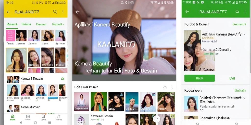 Antarmuka RAJALANGIT77 yang menarik dan fungsi Kamera Beautify.